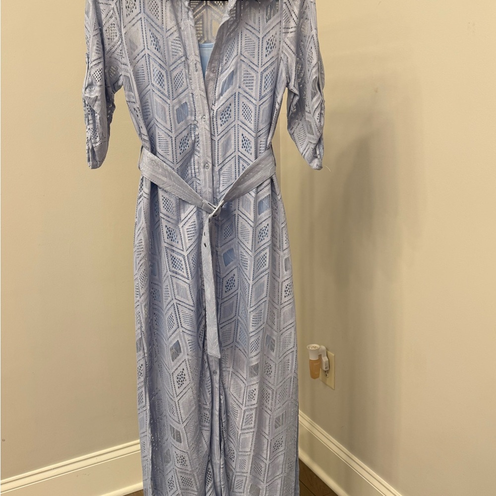 VENUS Blue Buttoned Tie Front Dress